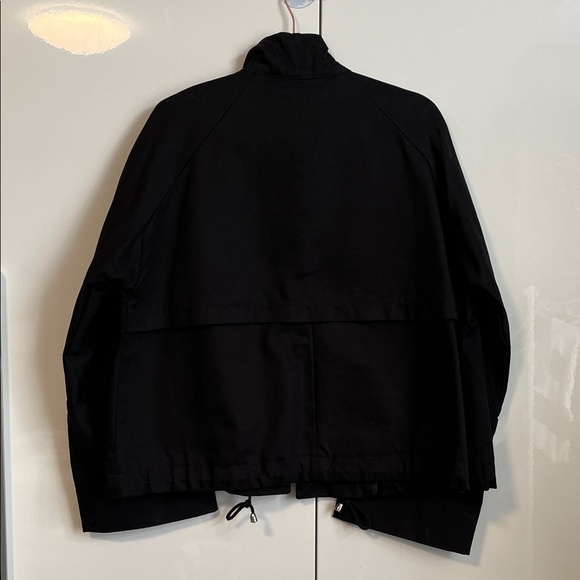 MarlaWynne Black Oversized Cotton Jacket High Collar Pockets Drawstring, Size XS - Picture 8 of 12